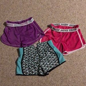 3 pair justice athletic shorts